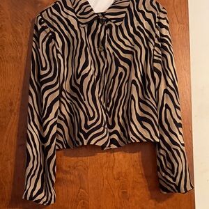 Zebra Print Button-Up Women Top